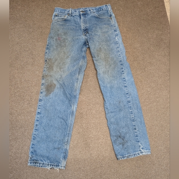 Carhartt Mens Grunge Blue Relaxed Fit Plaid Lined Jeans 36 x 34 - Picture 1 of 8